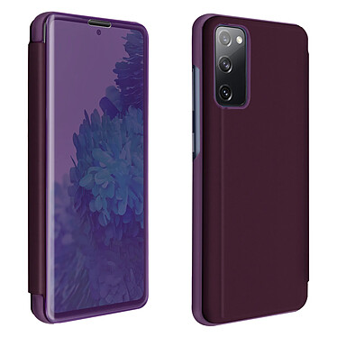 Avizar Housse Galaxy S20 FE Clapet translucide Design Miroir Support Vidéo violet