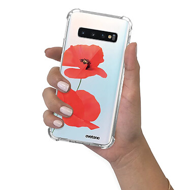 Evetane Coque Samsung Galaxy S10 Plus anti-choc souple angles renforcés transparente Motif Coquelicot pas cher