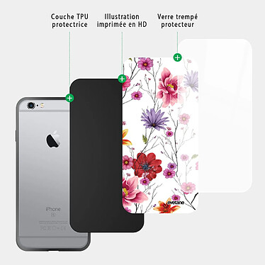 Acheter Evetane Coque en verre trempé iPhone 6/6S Fleurs Multicolores