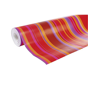 CLAIREFONTAINE Rouleau papier cadeau ALLIANCE L70 cm x 50 m Fantaisie rayures orange/rose