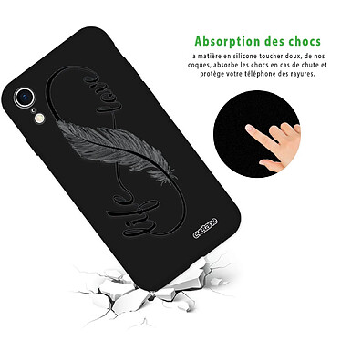 Avis Evetane Coque iPhone Xr Silicone Liquide Douce noir Love Life