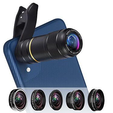 Avizar Kit Objectif Universel Smartphone Téléobjectif, Fisheye Grand Angle Macro CPL