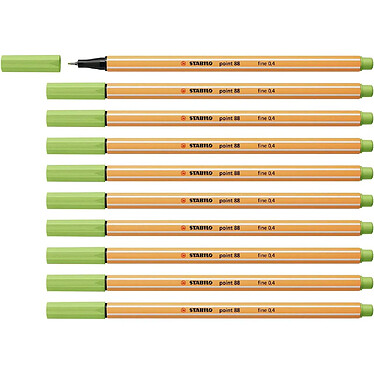 STABILO Feutre à Pointe Fine Point 88 - 0,4mm Vert pistache x 10