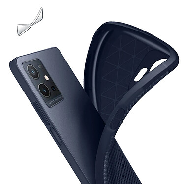 Avis Avizar Coque pour Vivo Y55 5G Silicone Gel Flexible Design Effet fibre de carbone  bleu nuit