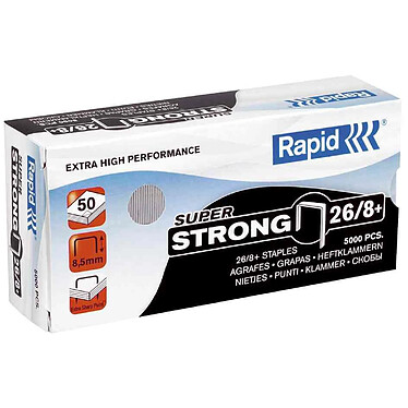 RAPID Boite de 1000 Agrafes Super Strong 26/8+ Galvanisées x 5