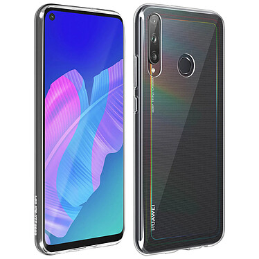 Avizar Coque Huawei P40 Lite E Silicone Souple et Film Verre Trempé 9H transparent