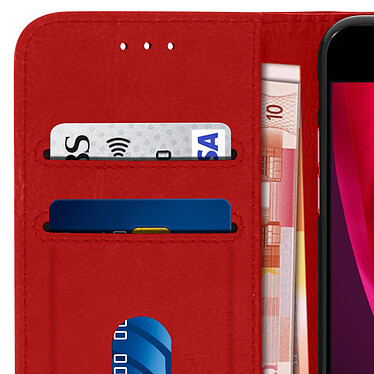 Avizar Housse iPhone SE 2022 / 2020 et 8 / 7 Clapet Porte carte Fonction support rouge pas cher