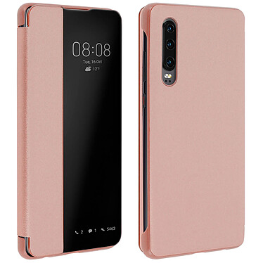 Avizar Housse Huawei P30 Étui Grande Fenêtre Translucide Coque Rigide rose gold