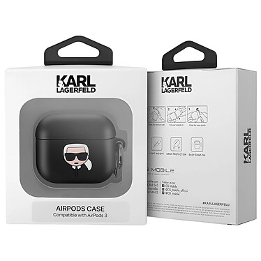 Karl Lagerfeld Coque pour AirPods 3 Silicone Souple avec Anneau Intégré Noir pas cher