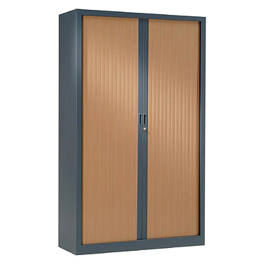 VINCO Armoire Monobloc à Rideaux 1/3 Penderie H198xL120xP43 cm Anthracite Rideaux Poirier Rosé