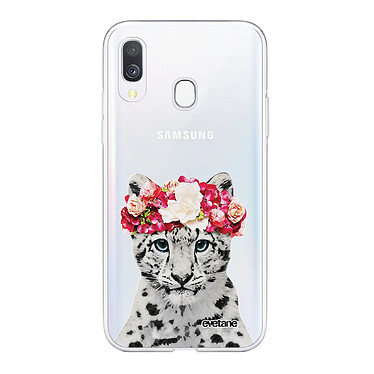 Evetane Coque Samsung Galaxy A40 360 intégrale transparente Motif Leopard Couronne Tendance