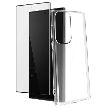 4smarts Protection Intégrale pour Galaxy S23 Ultra Coque Transparent Verre Trempé Noir