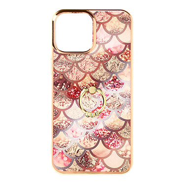 Avizar Coque iPhone 13 Pro Max Bi-matière avec Bague de maintien Motif écaille Rose