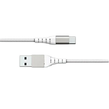 Force Power Câble Renforcé USB A / USB C 1.2m 3A 15W Résistant à 12 000 Flexions Blanc