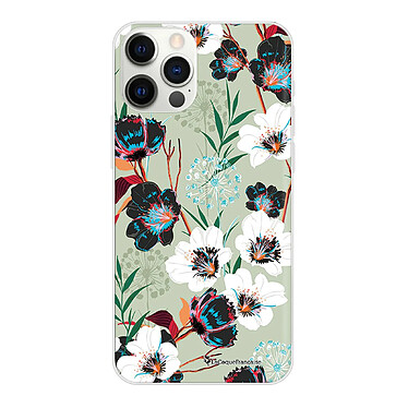 LaCoqueFrançaise Coque iPhone 12/12 Pro 360 intégrale transparente Motif Fleurs vert d'eau Tendance