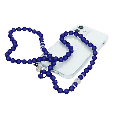 Avizar Bijou de Téléphone à Perles Rondes Collection Glam bleu marine Translucide