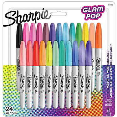 SHARPIE Marqueur permanent FINE 'Glam Pop', blister de 24