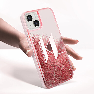 Acheter Karl Lagerfeld Coque pour Apple iPhone 14 Plus Glitter KL Paillettes flottantes Rose