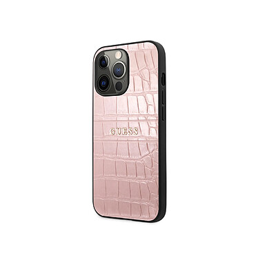 Guess Coque pour Apple iPhone 13 Pro PU Croco Rose