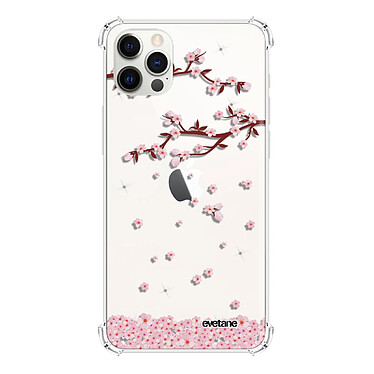 Evetane Coque iPhone 12/12 Pro anti-choc souple angles renforcés transparente Motif Chute De Fleurs