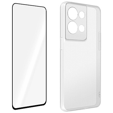 Avizar Coque pour Oppo Reno 8 5G Silicone Souple et Film Verre Trempé 9H  transparent contour noir