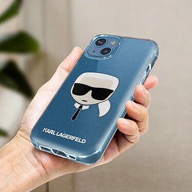 Avis Karl Lagerfeld Coque paillettes  pour iPhone 13 Mini avec Icone Karl Transparent