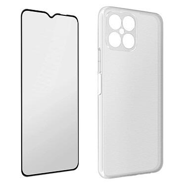 Avizar Coque pour Honor X8 5G et Honor X6 Silicone Souple et Film Verre Trempé 9H  transparent contour noir