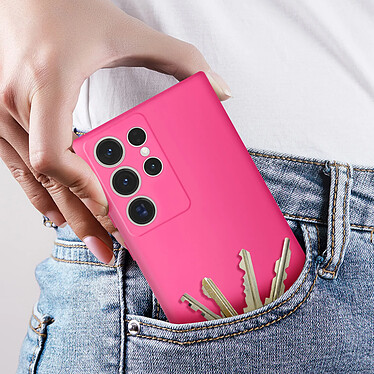 Avizar Coque pour Samsung Galaxy S23 Ultra Silicone Semi-rigide Finition Douce au Toucher Fine  Fuchsia pas cher