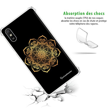 Avis LaCoqueFrançaise Coque Xiaomi Redmi 9A Silicone antichocs Solides coins renforcés  transparente Motif Mandala Or