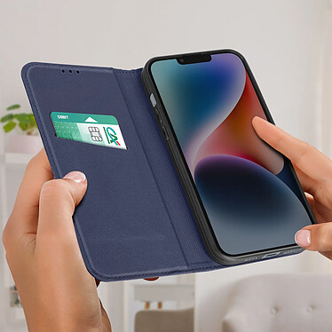 Acheter Avizar Housse Apple iPhone 14 Plus Cuir Véritable Clapet Porte-carte Support Vidéo  bleu nuit