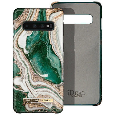 iDeal of Sweden Coque pour Samsung S10 Plus Marbré Luxe Ultra fine Golden Jade Marble Vert Foncé