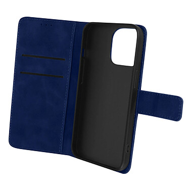 Avizar Étui pour iPhone 14 Pro Max Folio Portefeuille Support Vidéo Effet Mat Soft Touch  bleu nuit