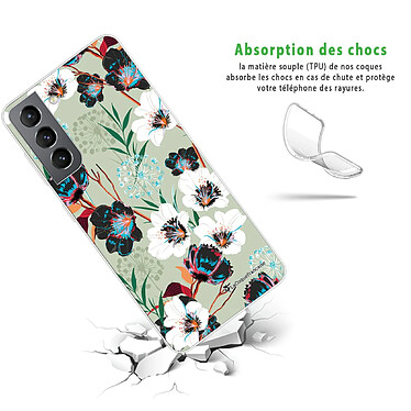 Avis LaCoqueFrançaise Coque Samsung Galaxy S21 5G 360 intégrale transparente Motif Fleurs vert d'eau Tendance