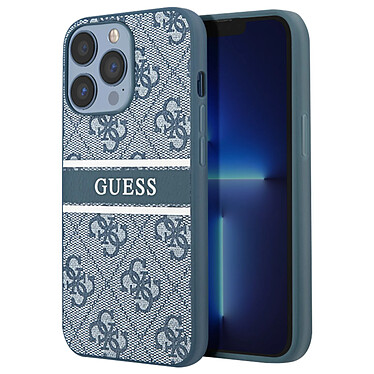 Acheter Guess Coque pour iPhone 13 Pro avec Imprimé et Bande Monochrome Luxe Bleu Clair