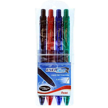 PENTEL Roller encre gel liquide EnerGel-X BL107, étui de 4