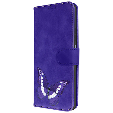 Avizar Étui Portefeuille Simili Cuir Violet , Design Papillon p. Xiaomi Redmi Note 12 5G et 12 4G