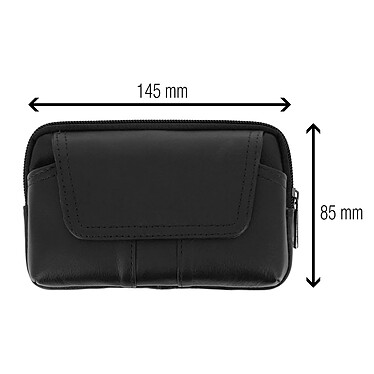 Acheter Avizar Etui Ceinture Cuir Véritable Smartphone Taille 145x85mm Passant Ceinture - Noir