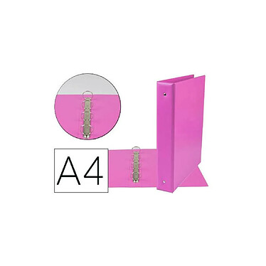 LIDERPAPEL Classeur 4 anneaux ronds 40mm a4 carton rembordé pvc coloris fuchsia