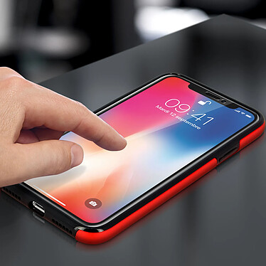 Avis Avizar Coque iPhone X / XS Protection Silicone + Arrière Polycarbonate - Rouge