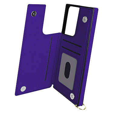 Avizar Coque Cordon Samsung Galaxy S21 Ultra Multifonction avec Lanière violet