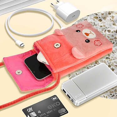 Acheter Avizar Pochette Bandoulière pour Smartphone en Tissu Design Ours  Corail