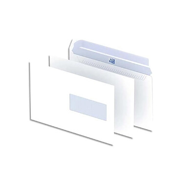 OXFORD Boîte 500 enveloppes Blanches auto-adhésives 90g C5 162x229 mm fenêtre 45x100 mm