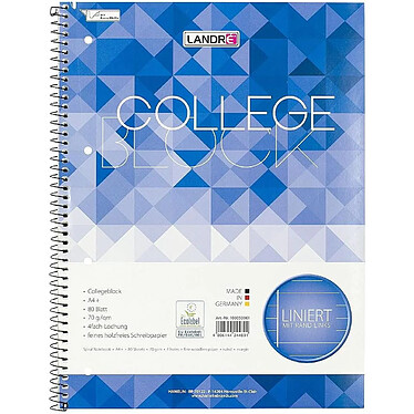 LANDRÉ Cahier à spirale 'college', format A4, ligné, 160 p. pas cher