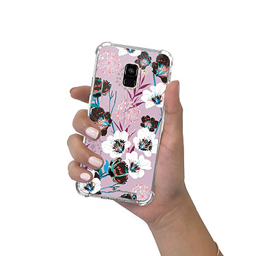 LaCoqueFrançaise Coque Samsung Galaxy A8 2018 anti-choc souple angles renforcés transparente Motif Fleurs parme pas cher