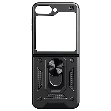 Avizar Coque pour Samsung Z Flip 5 Hybride Antichoc Fine Bague Métallique Support  Noir