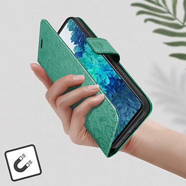 Avizar Étui Samsung Galaxy S20 FE Portefeuille Support Vidéo Motif Mandala Fleur Vert pas cher