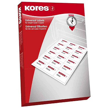 KORES Boite de 100 feuilles (2400) étiquettes universelles 63,5 x 33,9 mm Blanc