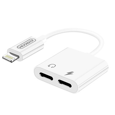 Avizar Adaptateur Audio et Charge iPhone vers Double Lightning Design compact - Blanc