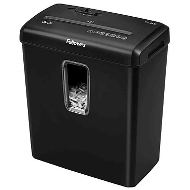 FELLOWES Destructeur P-30C coupe croisée 6 feuilles P-4 corbeille 15L agrafes/trombones/CB