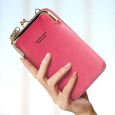 Avizar Pochette Bandoulière Smartphone Simili cuir grainé Multi-compartiments  rose pas cher